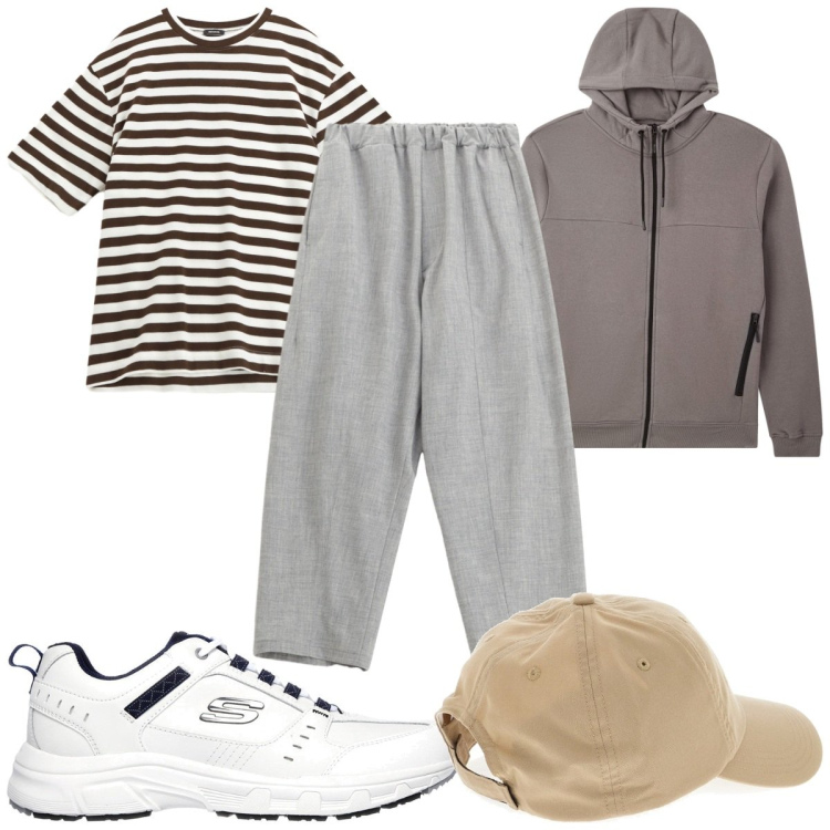 Outfit uomo - Total look #2283875. Stile Trendy per Sport. Abbinamento con felpe con cappuccio, pantaloni, t-shirt, cappelli, sneakers.