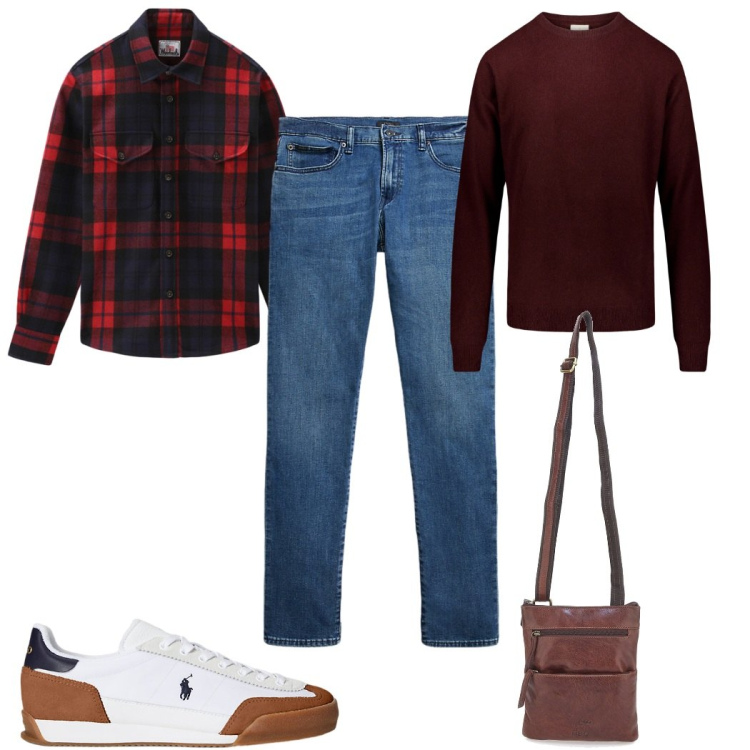 Outfit uomo - Total look #2283876. Stile Casual per Tutti i giorni. Abbinamento con jeans, sneakers, cappotti, maglieria, portafogli.