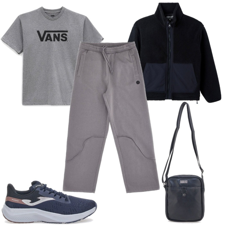 Outfit uomo - Total look #2283877. Stile Trendy per Tutti i giorni. Abbinamento con cappotti, t-shirt, pantaloni, borse sportive, sneakers.