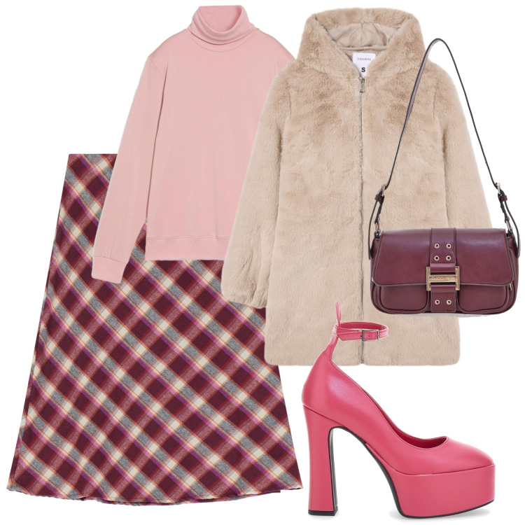 Outfit donna - Black friday chic. Stile Glamour per Tutti i giorni. Abbinamento con maglieria, cappotti, gonne, décolleté, borse a tracolla.