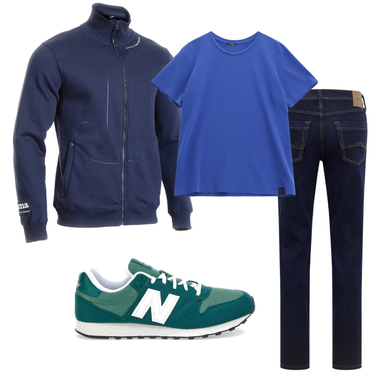 Outfit uomo - Total look #2283899. Stile Trendy per Tutti i giorni. Abbinamento con jeans dritti, t-shirt, felpe, sneakers.