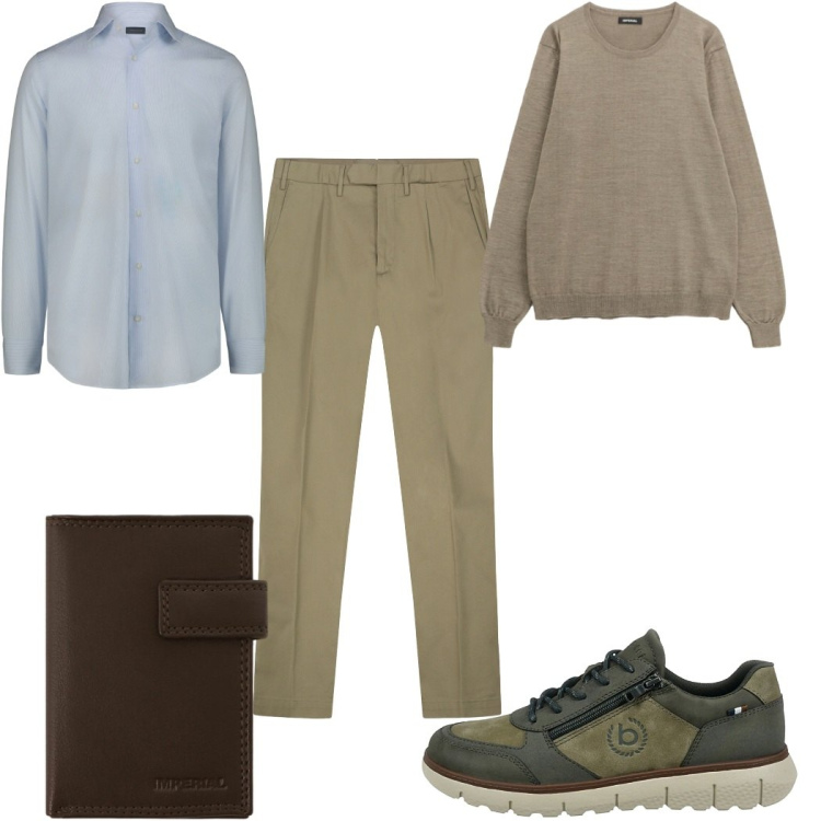 Outfit uomo - Total look #2283911. Stile Casual per Tutti i giorni. Abbinamento con maglieria, portafogli, sneakers, pantaloni, camicie.