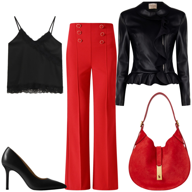 Outfit donna - Total look #2283963. Stile Minimal per Serata fuori. Abbinamento con pantaloni, blazer, top, borse a spalla, décolleté.