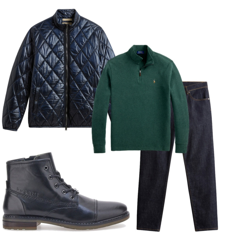 Outfit uomo - Total look #2283965. Stile Trendy per Tutti i giorni. Abbinamento con pullovers, pantaloni, giacche, stivali e stivaletti.