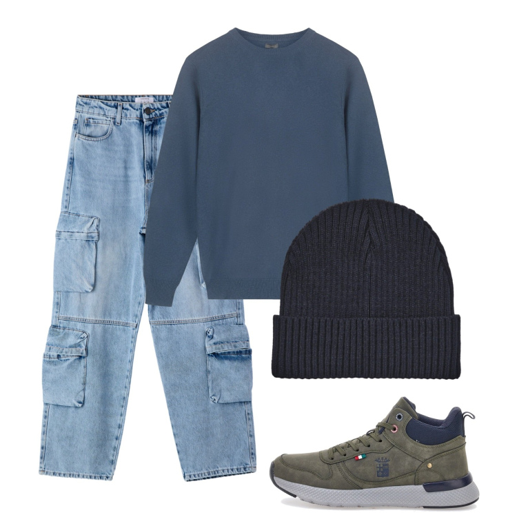 Outfit uomo - Novembre. Stile Casual per Tutti i giorni. Abbinamento con berretti, jeans, maglieria, stivali e stivaletti.
