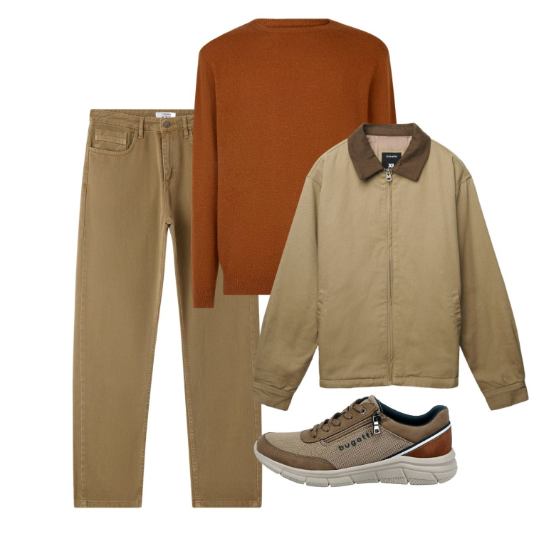 Outfit uomo - Novembre. Stile Casual per Tutti i giorni. Abbinamento con jeans dritti, cappotti, maglieria, sneakers.