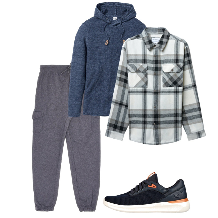 Outfit uomo - Urban. Stile Urban per Tutti i giorni. Abbinamento con maglieria, cappotti, sneakers, pantaloni cargo.