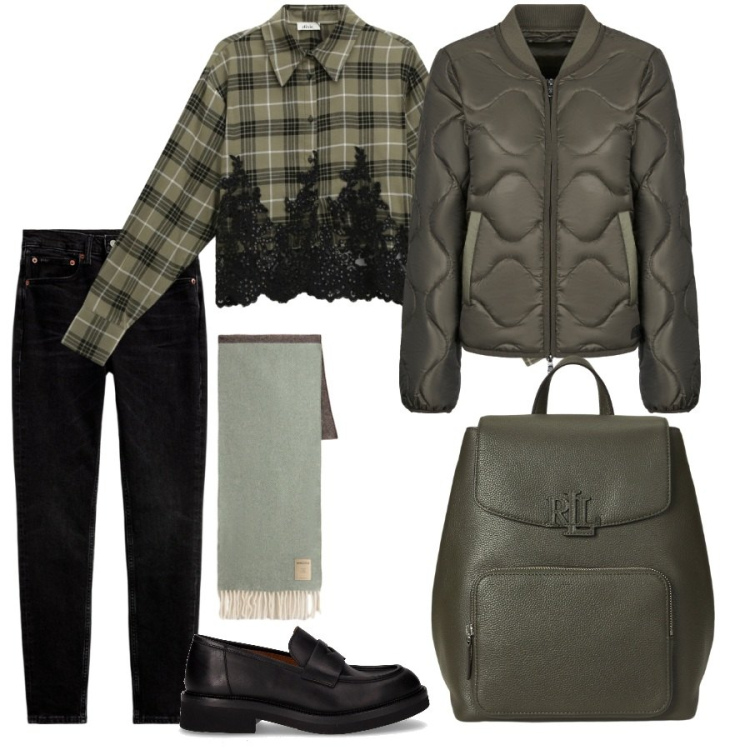 Outfit donna - Il giubbotto trapuntato must have. Stile Casual per Scuola/Università. Abbinamento con camicie, zaini, jeans slim fit, blazer, sciarpe, mocassini.