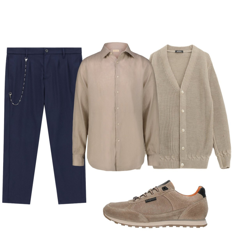 Outfit uomo - Total look #2284007. Stile Casual per Ufficio. Abbinamento con pantaloni, cardigans, camicie, sneakers.