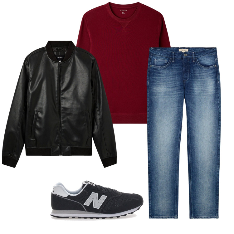 Outfit uomo - Total look #2284032. Stile Casual per Tutti i giorni. Abbinamento con jeans dritti, bomber, felpe, sneakers.