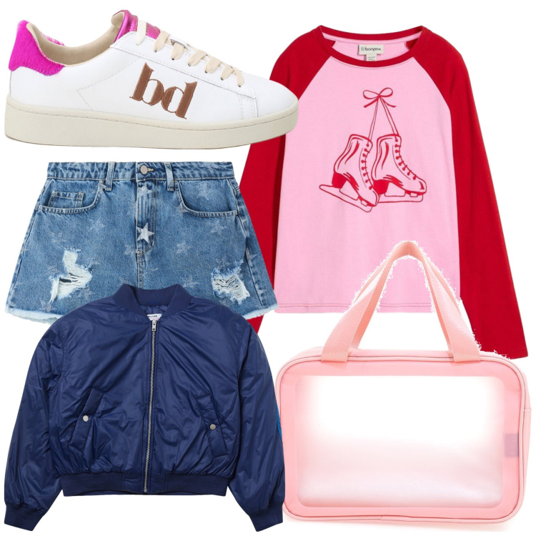 Outfit donna - Sottosopra. Stile Preppy per Tutti i giorni. Abbinamento con maglieria, bomber, shorts, sneakers, valigie.