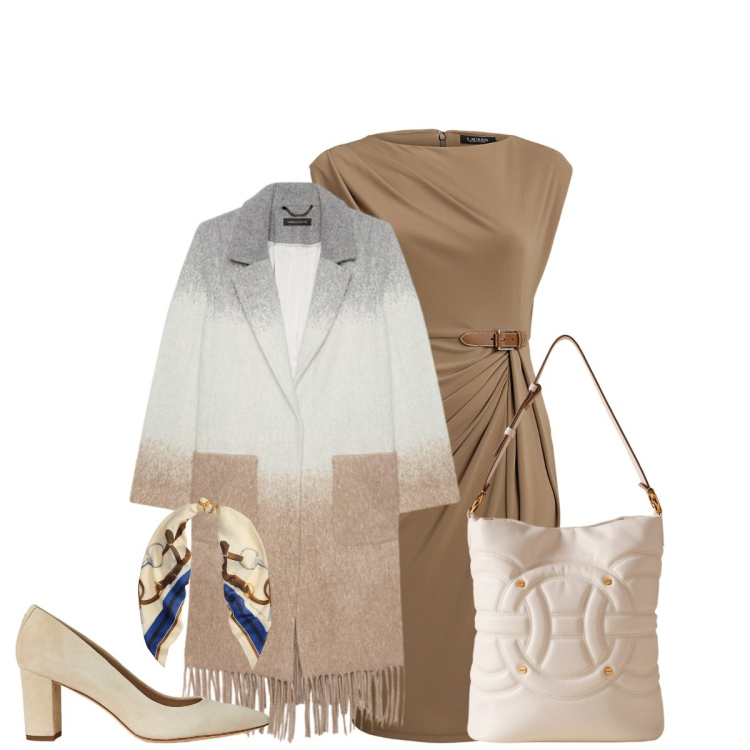 Outfit donna - Chic tutto al femminile. Stile Glamour per Serata fuori. Abbinamento con borse a secchiello, vestiti, décolleté, foulard, cappotti.