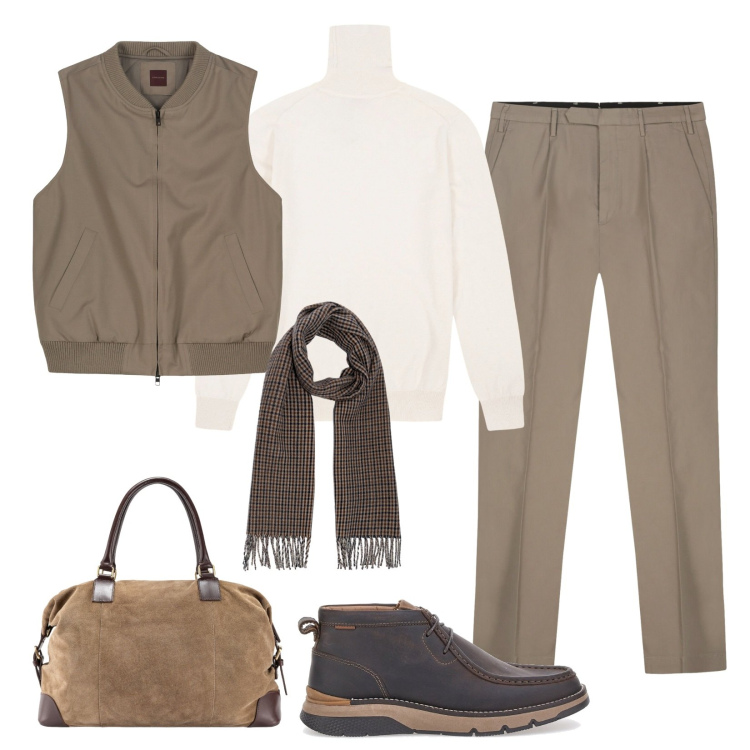 Outfit uomo - Weekend in città!. Stile Urban per Tutti i giorni. Abbinamento con scarpe stringate, maglieria, pantaloni, borse sportive, sciarpe, piumini.