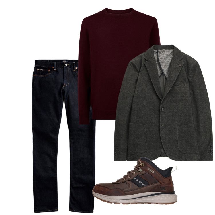 Outfit uomo - Novembre. Stile Casual per Tutti i giorni. Abbinamento con giacche, jeans, maglieria, stivali e stivaletti.