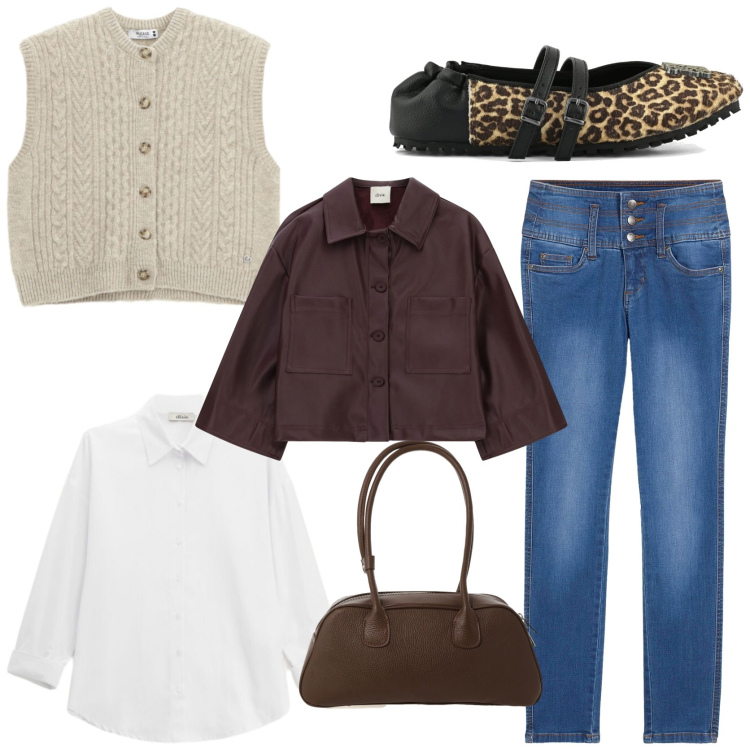 Outfit donna - Casual outfit. Stile Casual per Tutti i giorni. Abbinamento con jeans, gilet, borse a mano, blazer, camicie, ballerine.