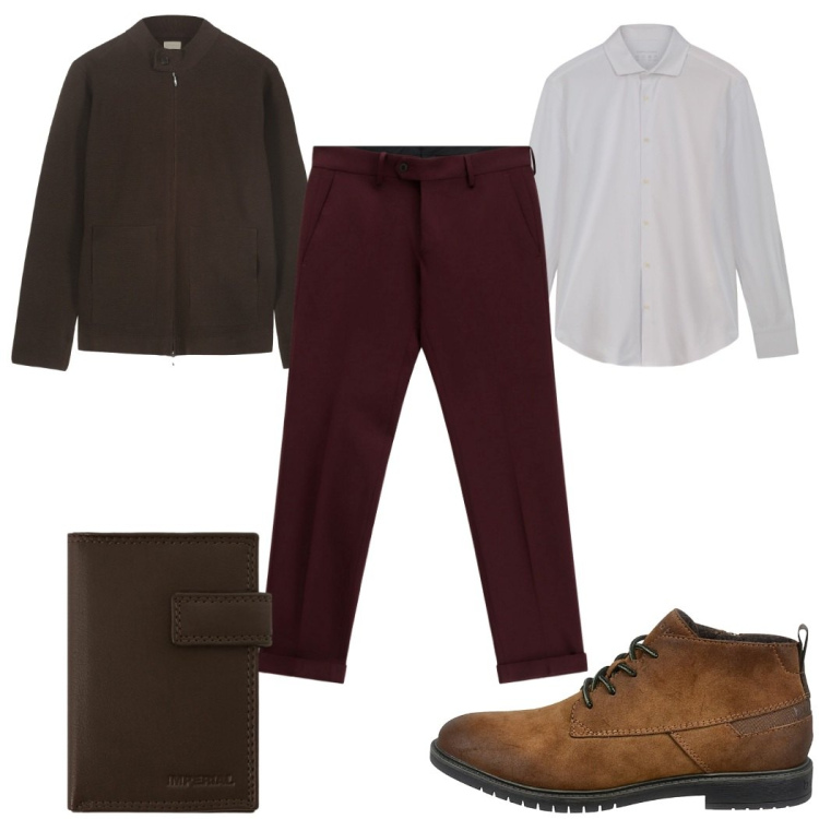 Outfit uomo - Total look #2284081. Stile Casual per Tutti i giorni. Abbinamento con pantaloni, portafogli, camicie, bomber, scarpe stringate.