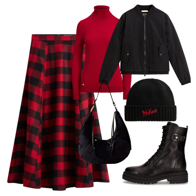 Outfit donna - Stivaletti a novembre!. Stile Trendy per Tutti i giorni. Abbinamento con borse a spalla, maglieria, gonne lunghe, bomber, berretti, anfibi.