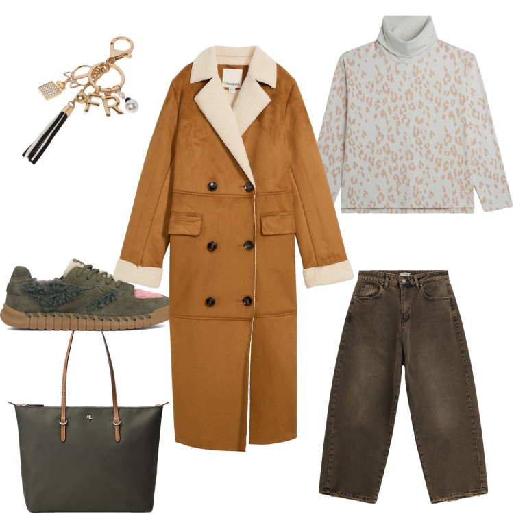 Outfit donna - Teddy. Stile Sporty chic per Tutti i giorni. Abbinamento con cappotti, pantaloni a palazzo, felpe, borse tote, sneakers, portachiavi.