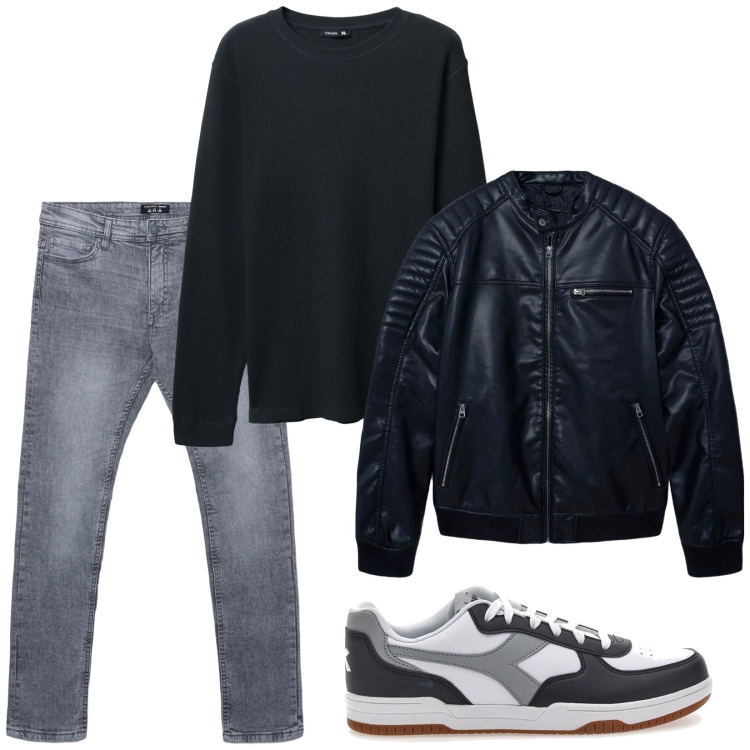 Outfit uomo - Total look #2284152. Stile Casual per Tutti i giorni. Abbinamento con jeans skinny, maglieria, giacche, sneakers.