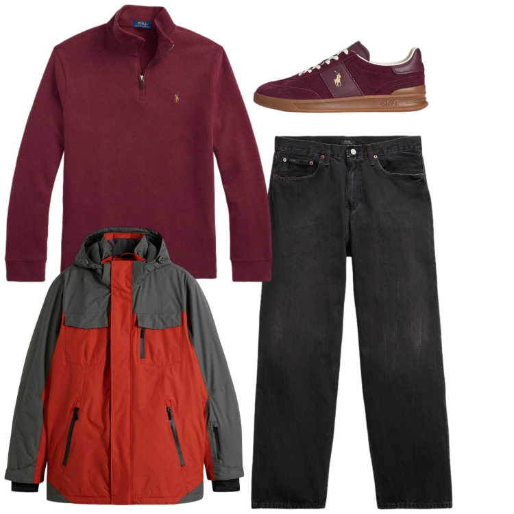 Outfit uomo - Total look. Stile Casual per Tutti i giorni. Abbinamento con giacche, sneakers, pullovers, jeans.