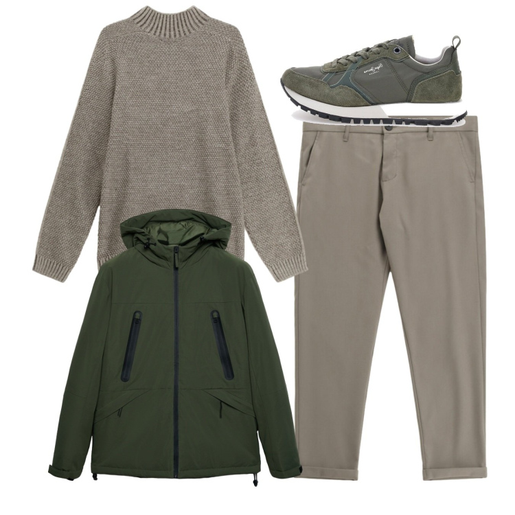 Outfit uomo - Total look. Stile Casual per Tutti i giorni. Abbinamento con giacche, pantaloni, maglieria, sneakers.