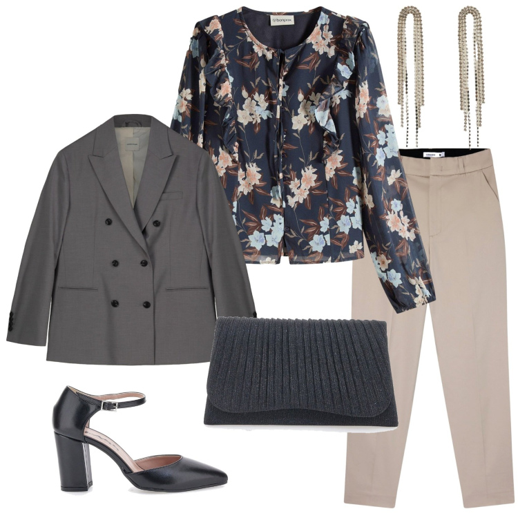 Outfit donna - Total look #2284202. Stile Bon Ton per Cerimonia. Abbinamento con camicie, pantaloni chino, orecchini, blazer, décolleté, clutch.