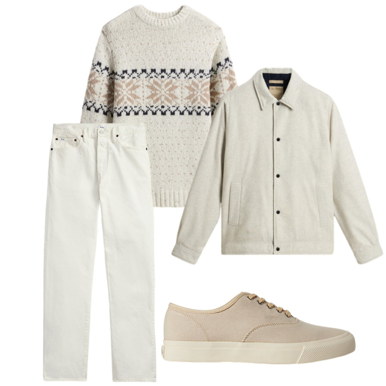 Outfit uomo - Total look #2284218. Stile Casual per Tutti i giorni. Abbinamento con sneakers, jeans dritti, cappotti, maglieria.