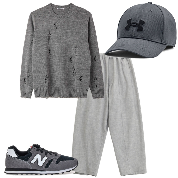 Outfit uomo - Total look #2284242. Stile Trendy per Sport. Abbinamento con maglieria, pantaloni, cappelli, sneakers.