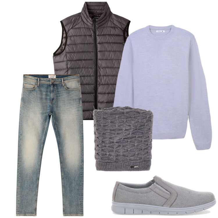 Outfit uomo - Total look #2284246. Stile Casual per Tutti i giorni. Abbinamento con jeans skinny, maglieria, piumini, sneakers, cappelli.