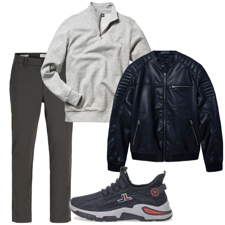 Outfit uomo - Fall. Stile Casual per Tutti i giorni. Abbinamento con felpe, pantaloni chino, giacche, sneakers.