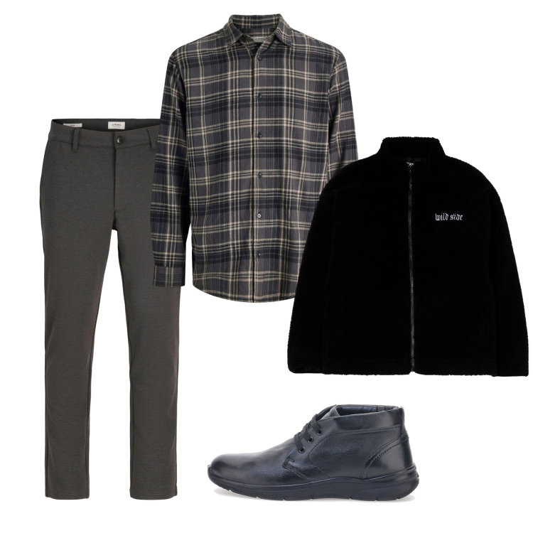 Outfit uomo - Novembre. Stile Casual per Tutti i giorni. Abbinamento con pantaloni chino, camicie, giacche, scarpe stringate.