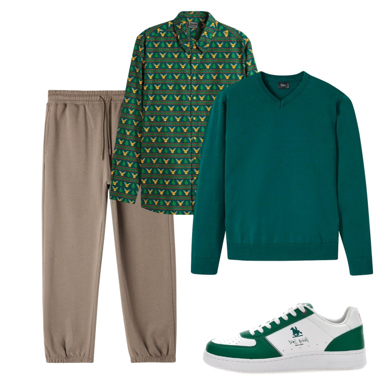 Outfit uomo - Novembre. Stile Casual per Tutti i giorni. Abbinamento con maglieria, camicie, pantaloni, sneakers.