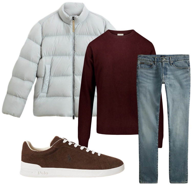 Outfit uomo - Total look #2284354. Stile Casual per Tutti i giorni. Abbinamento con jeans, sneakers, piumini, maglieria.