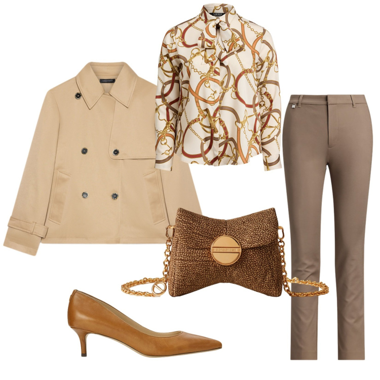 Outfit donna - Total look #2284355. Stile Bon Ton per Serata fuori. Abbinamento con borse a tracolla, camicie, pantaloni, décolleté, trench.