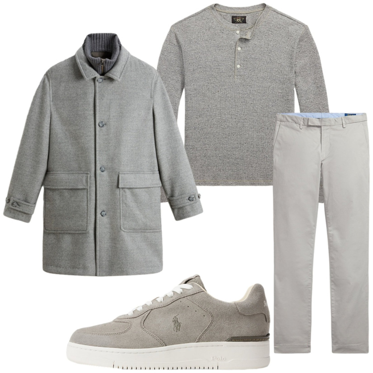 Outfit uomo - Total look #2284357. Stile Urban per Tutti i giorni. Abbinamento con sneakers, pantaloni, t-shirt, cappotti.
