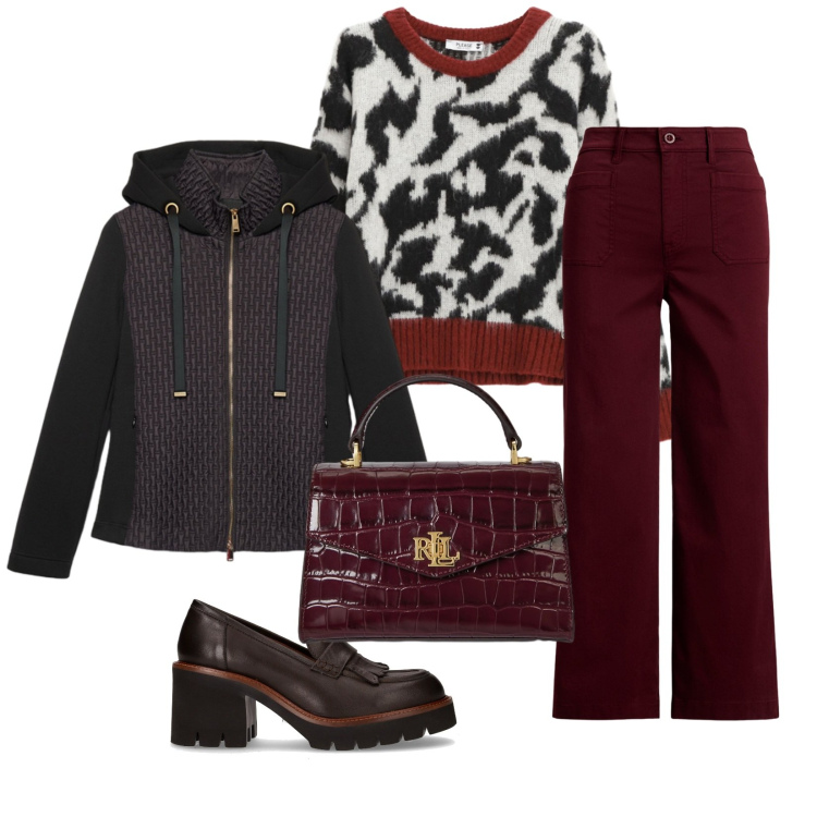 Outfit donna - Total look #2284360. Stile Casual per Tutti i giorni. Abbinamento con pullovers, pantaloni, borse a mano, blazer, décolleté.