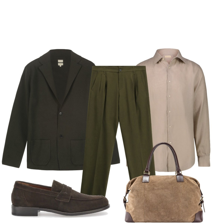Outfit uomo - Trasferta per lavoro. Stile Trendy per Ufficio. Abbinamento con pantaloni, giacche, scarpe stringate, camicie, borse sportive.