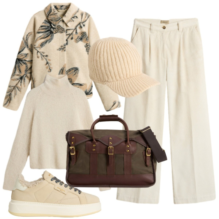 Outfit donna - Woolrich total look. Stile Casual chic per Tutti i giorni. Abbinamento con pantaloni, maglieria, sneakers, borse a tracolla, cappelli, cappotti.
