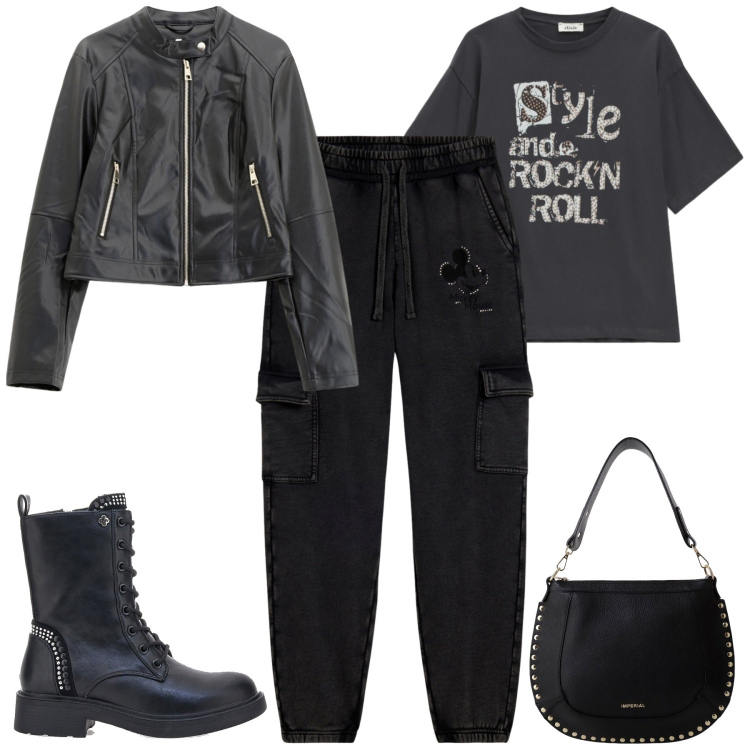Outfit donna - Anfibi idee per l\'inverno. Stile Casual per Tutti i giorni. Abbinamento con giacche, borse a spalla, t-shirt, pantaloni cargo, anfibi.