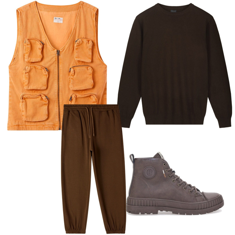 Outfit uomo - Il gilet funzionale. Stile Casual per Tutti i giorni. Abbinamento con gilet, pantaloni, sneakers, maglieria.