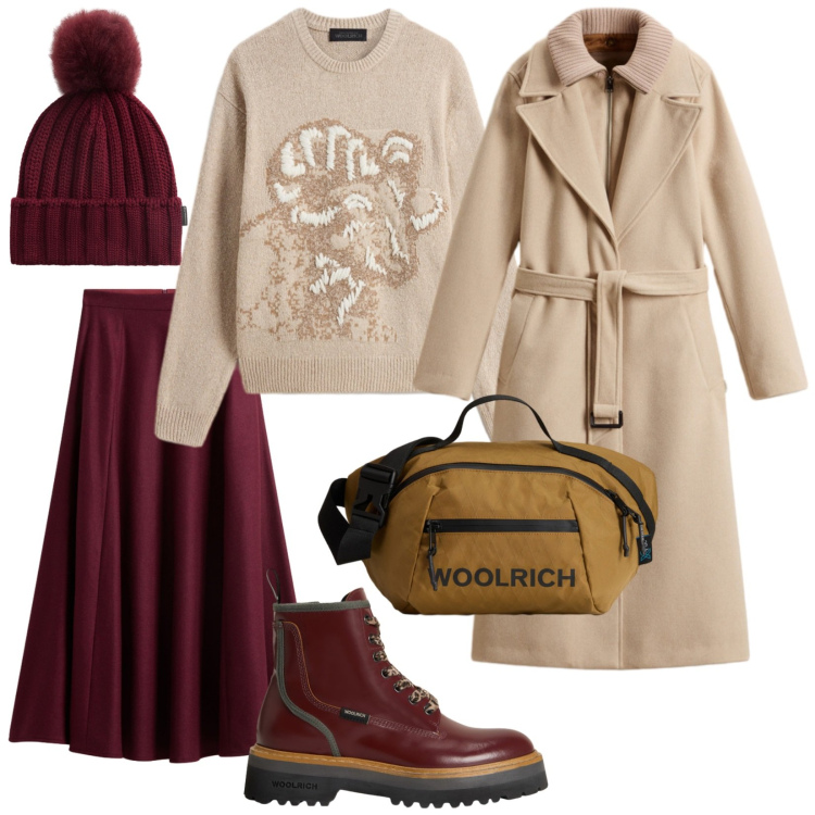 Outfit donna - Freddo. per Ufficio. Abbinamento con gonne lunghe, maglieria, borse a tracolla, anfibi, berretti, cappotti.