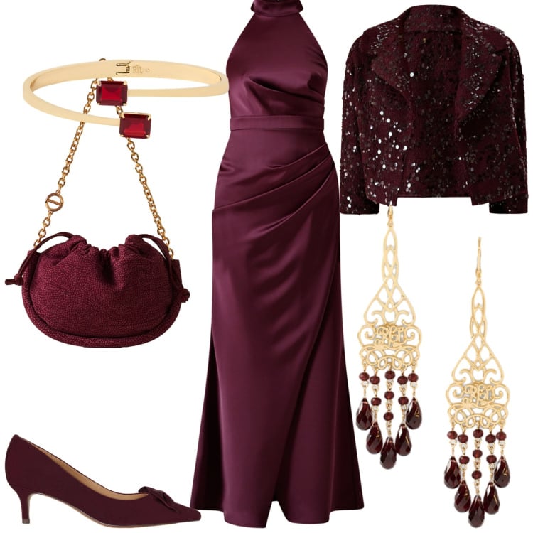 Outfit donna - Special event. Stile Glamour per Cerimonia. Abbinamento con vestiti lunghi, blazer, borse a spalla, orecchini, décolleté, braccialetti.