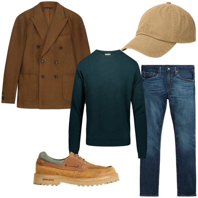 Outfit uomo - Total look #2284473. Stile Trendy per Tutti i giorni. Abbinamento con jeans, cappelli, scarpe stringate, maglieria, giacche.