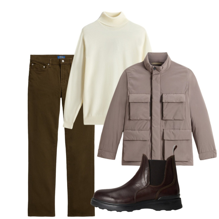 Outfit uomo - Novembre. Stile Casual per Tutti i giorni. Abbinamento con pantaloni, maglieria, giacche, stivali e stivaletti.