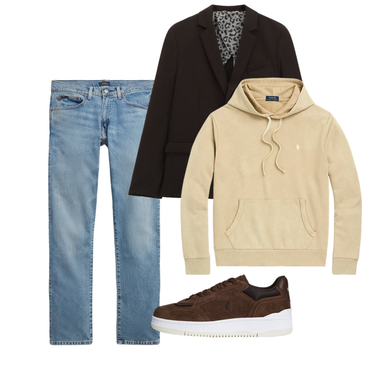 Outfit uomo - Fall. Stile Casual per Tutti i giorni. Abbinamento con giacche, felpe con cappuccio, sneakers, jeans.