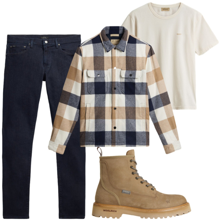 Outfit uomo - Novembre. Stile Casual per Tutti i giorni. Abbinamento con jeans, t-shirt, anfibi, cappotti.