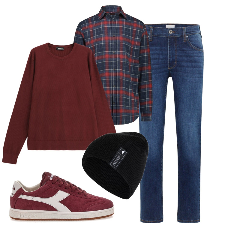 Outfit uomo - Novembre. Stile Casual per Tutti i giorni. Abbinamento con jeans dritti, maglieria, berretti, sneakers, camicie.