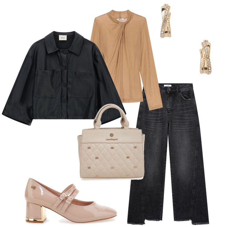 Outfit donna - Total look #2284606. Stile Casual per Tutti i giorni. Abbinamento con jeans, top, blazer, orecchini, décolleté, borse a mano.