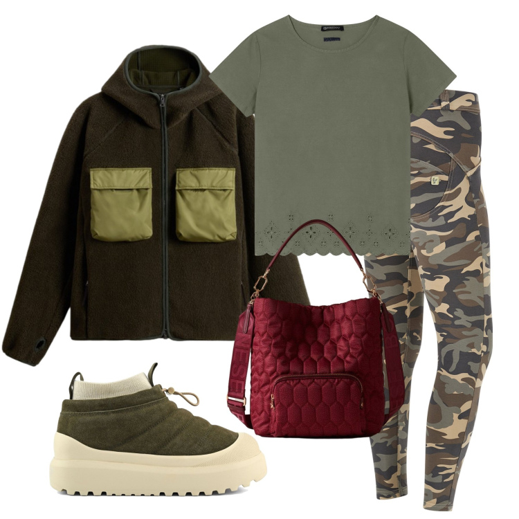 Outfit donna - Total look #2284719. Stile Casual chic per Tutti i giorni. Abbinamento con pantaloni skinny, t-shirt, borse a secchiello, felpe con cappuccio, stivaletti.