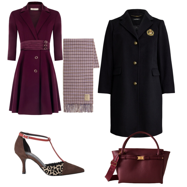 Outfit donna - Riunione in uffucio. Stile Bon Ton per Ufficio. Abbinamento con vestiti midi/longuette, décolleté, borse a mano, sciarpe, cappotti.